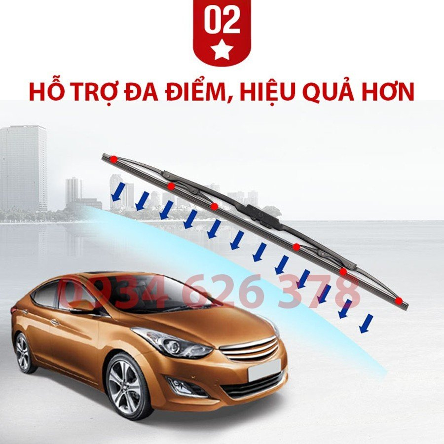 1 Cặp cần gạt mưa khung xương, chổi gạt mưa xe Mazda 6, gạt kính xe oto, thanh gạt nước mưa