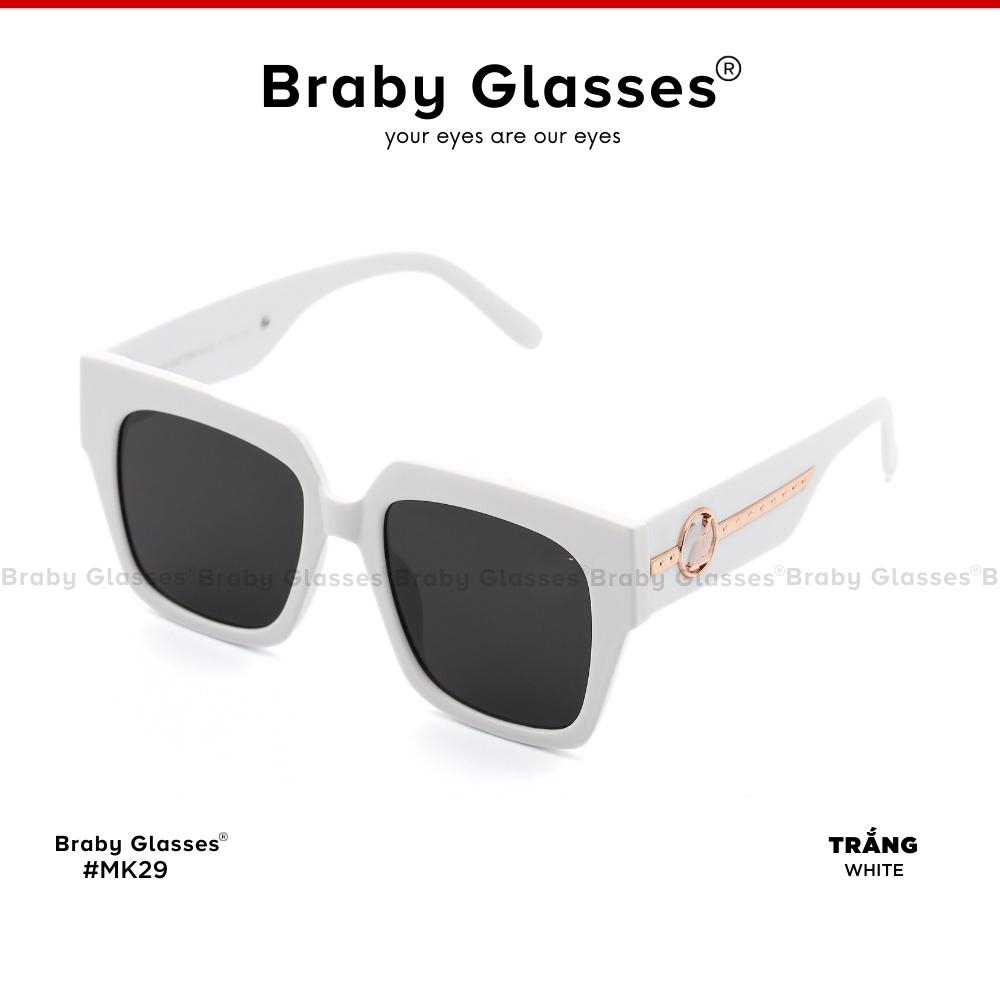 Kính râm mát nam nữ mắt vuông thiết kế thời trang chống tia UV Braby Glasses gọng nhựa họa tiết cao cấp KR29