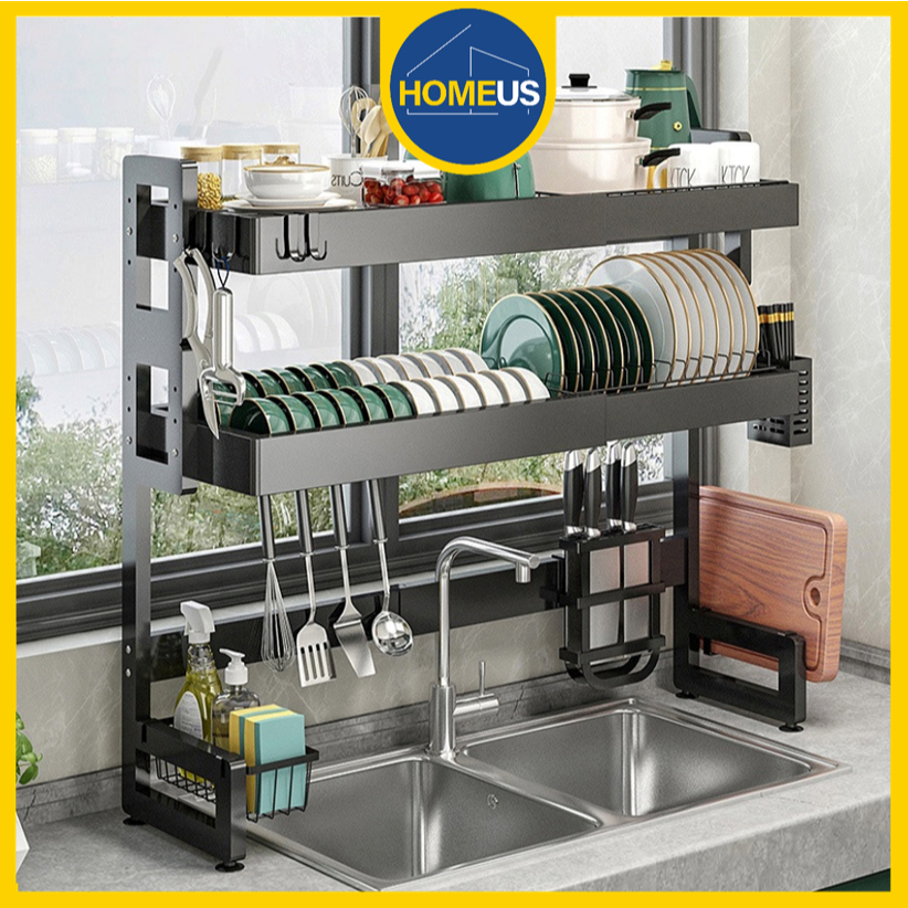 Homeus Kệ đựng bát đĩa Trên Bồn Rửa Bát Cao Cấp Đa Năng 1/2 Tầng Kệ Để Chén Đĩa Trên Bồn Rửa Bát