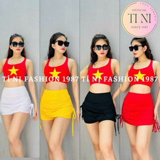Áo croptop cờ đỏ sao vàng hai dây hở lưng áo cờ đỏ sao vàng tập gym - yoga - aerobic