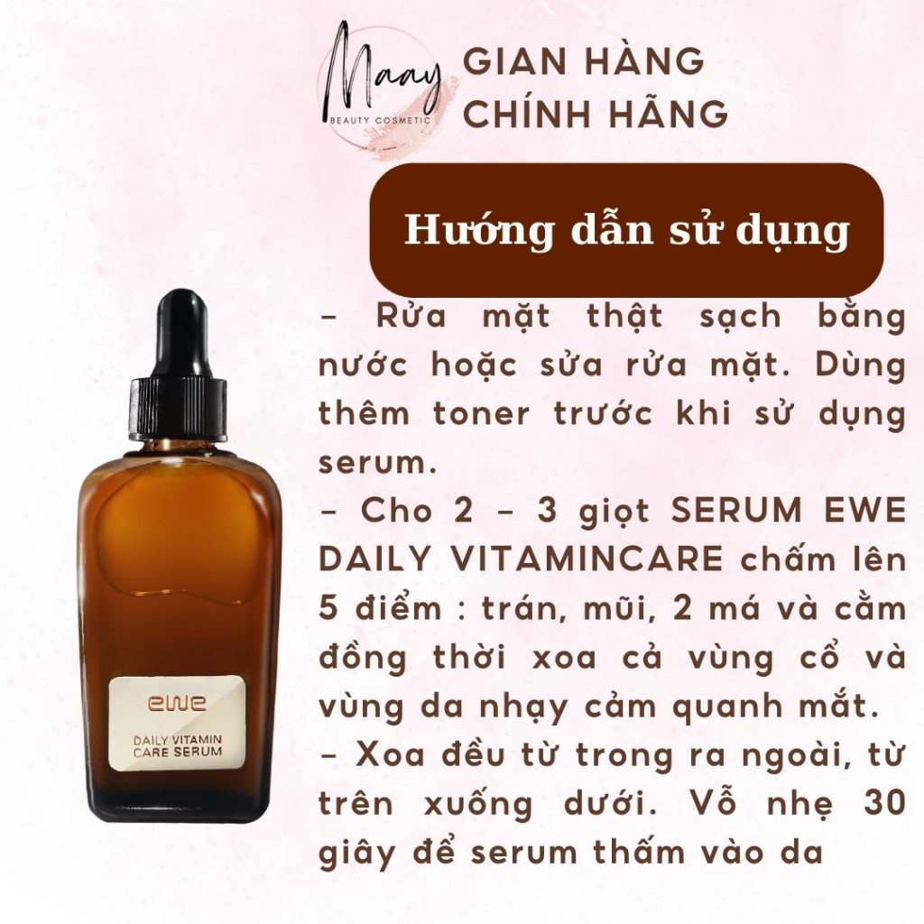 Serum EWE Daily Vitamin Care 100ml YGSERUMEWE MaayBeauty bổ sung vitamin A cho da trắng sáng giảm nám, thâm sạm