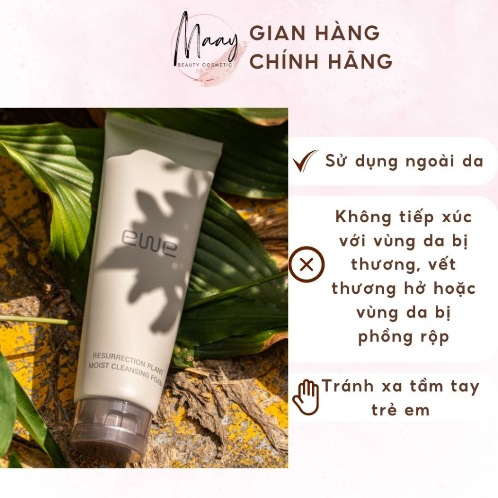 Sữa rửa mặt EWE RESURRECTION PLANT MOIST CLEANING FOAM YGF100 100ml MaayBeauty dịu nhẹ sạch sâu, khóa ẩm mịn