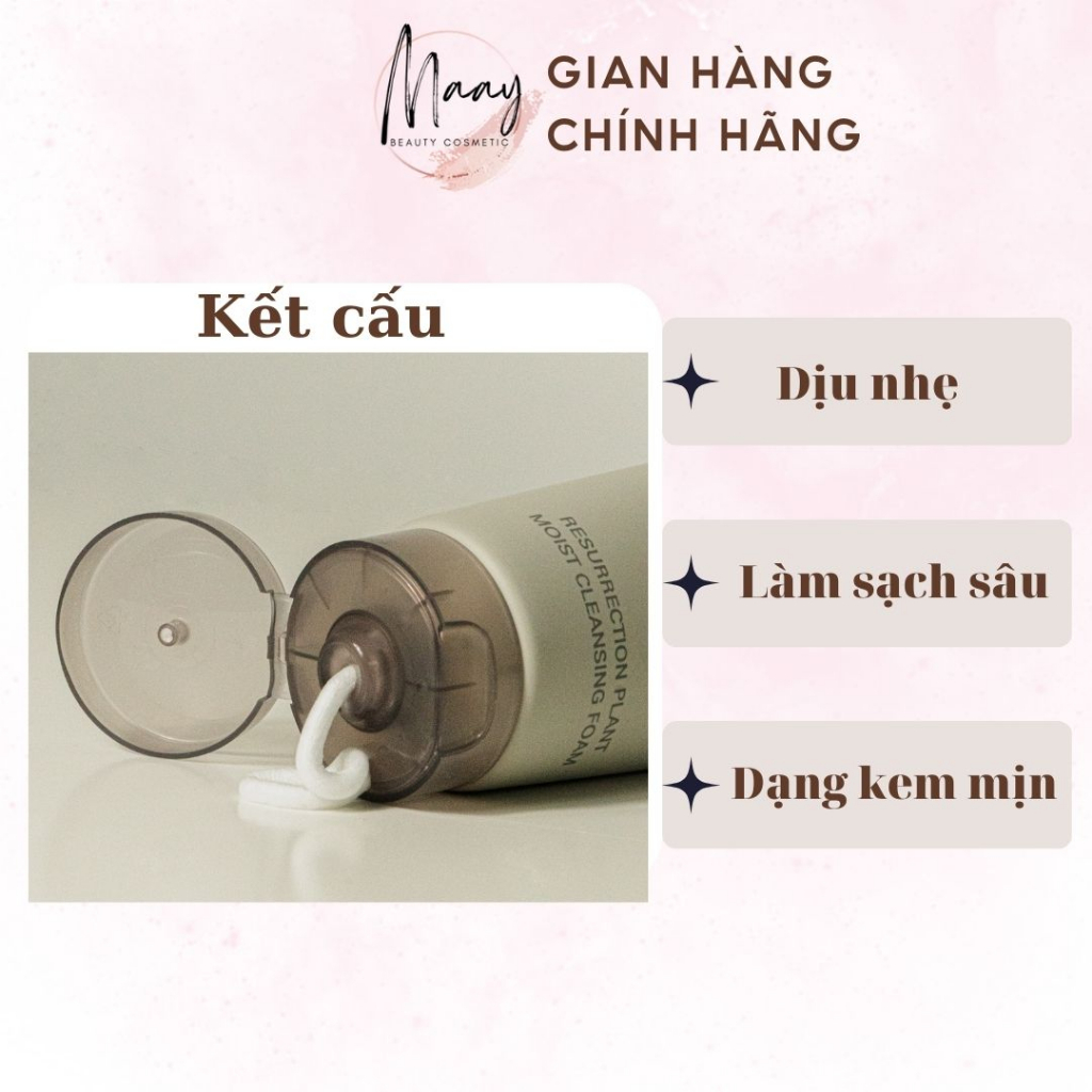 Sữa rửa mặt EWE RESURRECTION PLANT MOIST CLEANING FOAM YGF100 100ml MaayBeauty dịu nhẹ sạch sâu, khóa ẩm mịn
