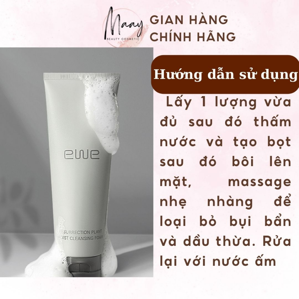Sữa rửa mặt EWE RESURRECTION PLANT MOIST CLEANING FOAM YGF100 100ml MaayBeauty dịu nhẹ sạch sâu, khóa ẩm mịn