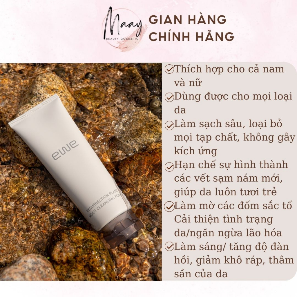 Sữa rửa mặt EWE RESURRECTION PLANT MOIST CLEANING FOAM YGF100 100ml MaayBeauty dịu nhẹ sạch sâu, khóa ẩm mịn
