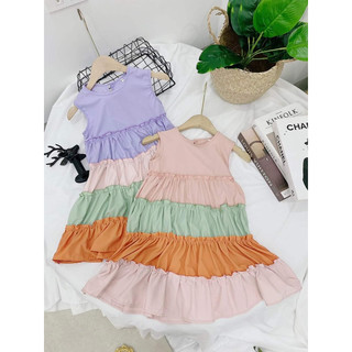 đầm sắc cầu vồng cho bé