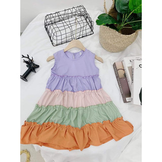 đầm sắc cầu vồng cho bé