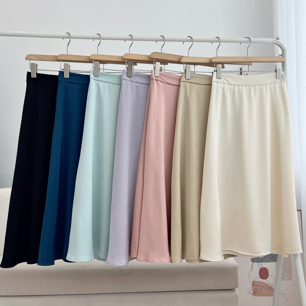 Chân Váy Lụa Xòe MINZ STORE Mã 751, Thiết Kế Dáng Dài