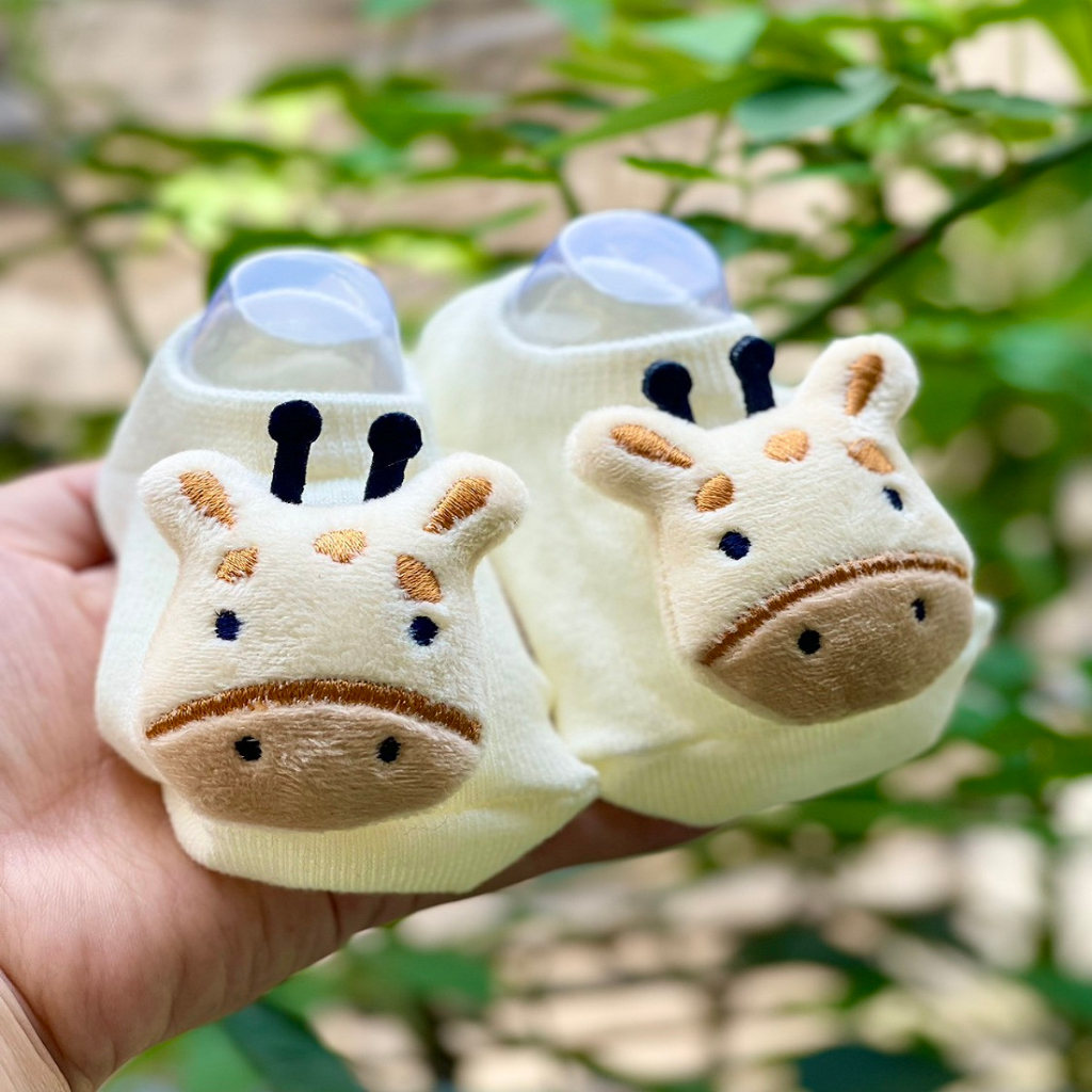 Tất 3D vớ sơ sinh hình thú và trái cây dễ thương cho bé trai, bé gái sơ sinh 3-12kg. Tất thú chống trơn trượt
