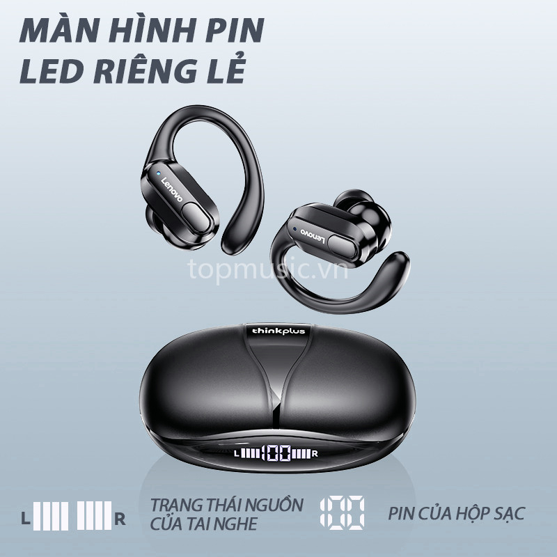Tai nghe thể thao không dây bluetooth 5.3 VOULAO có nút điều khiển và mic Lenovo Xt80