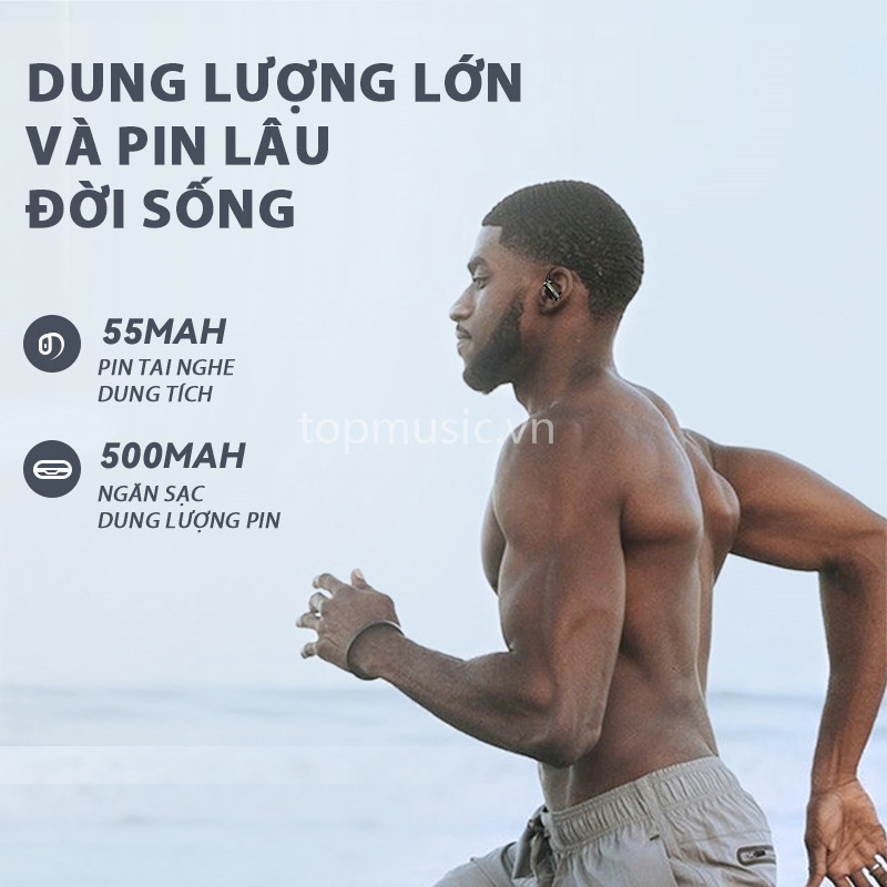Tai nghe thể thao không dây bluetooth 5.3 VOULAO có nút điều khiển và mic Lenovo Xt80