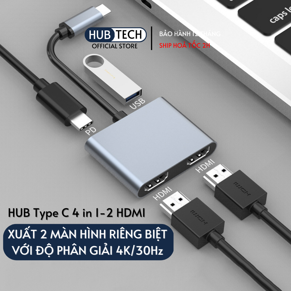 Type c to hdmi vga usb rj45 audio vv. Bộ chuyển đổi ra 2 màn hình máy chiếu riêng biệt cho laptop thunderbolt 3/4