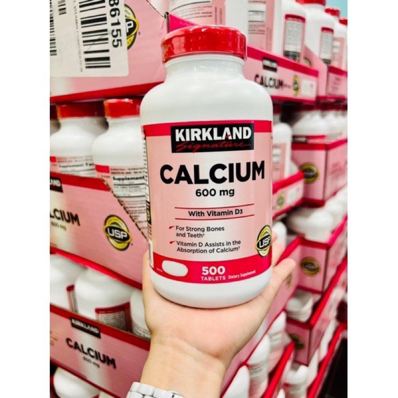 Viên Uống Kirkland Calcium 600mg with Vitamin D3 của Mỹ 500 viên