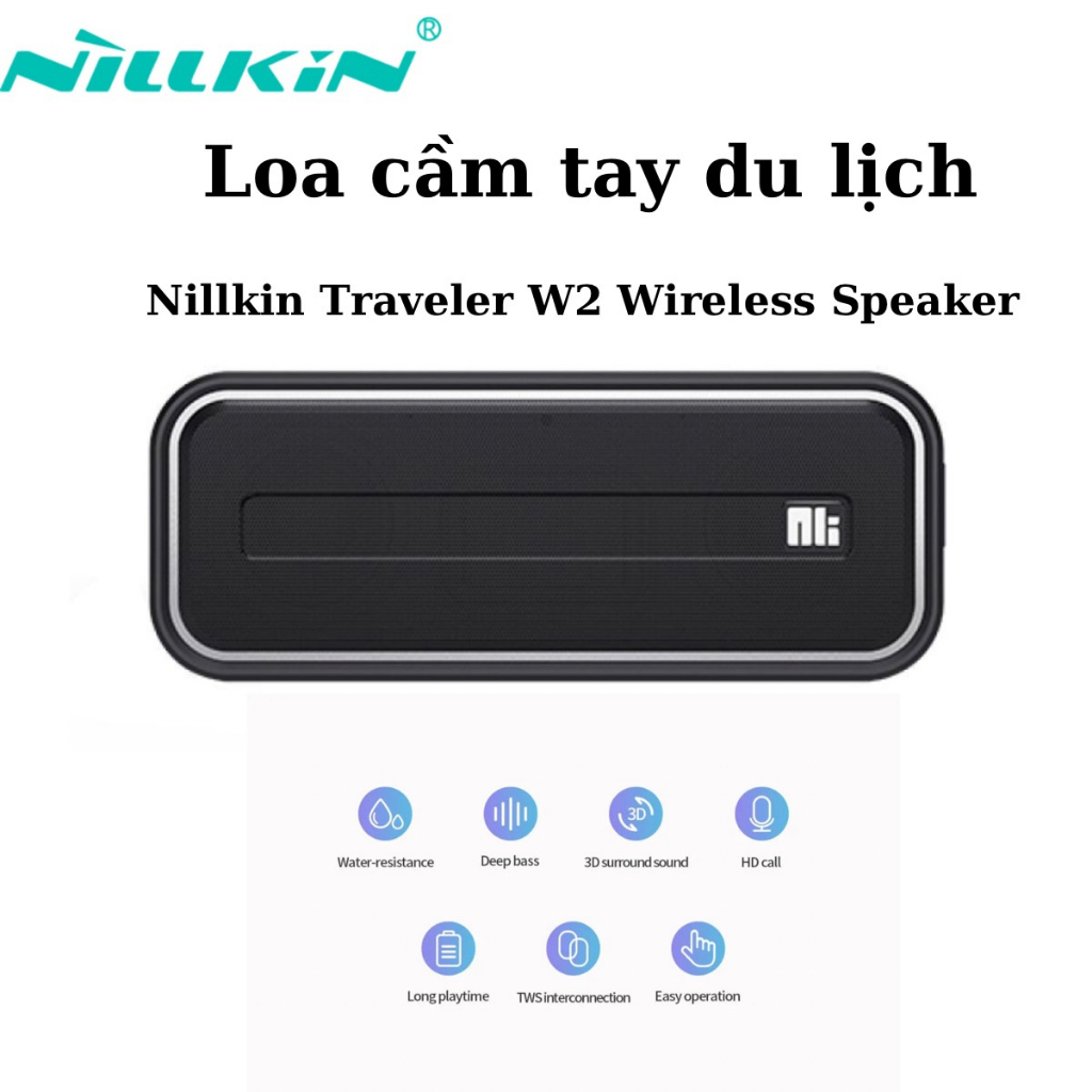 Loa cầm tay du lịch Bluetooth NILLKIN TRAVELER W2 cao cấp chống sốc , chống nước Chính hãng bảo hành 12 tháng
