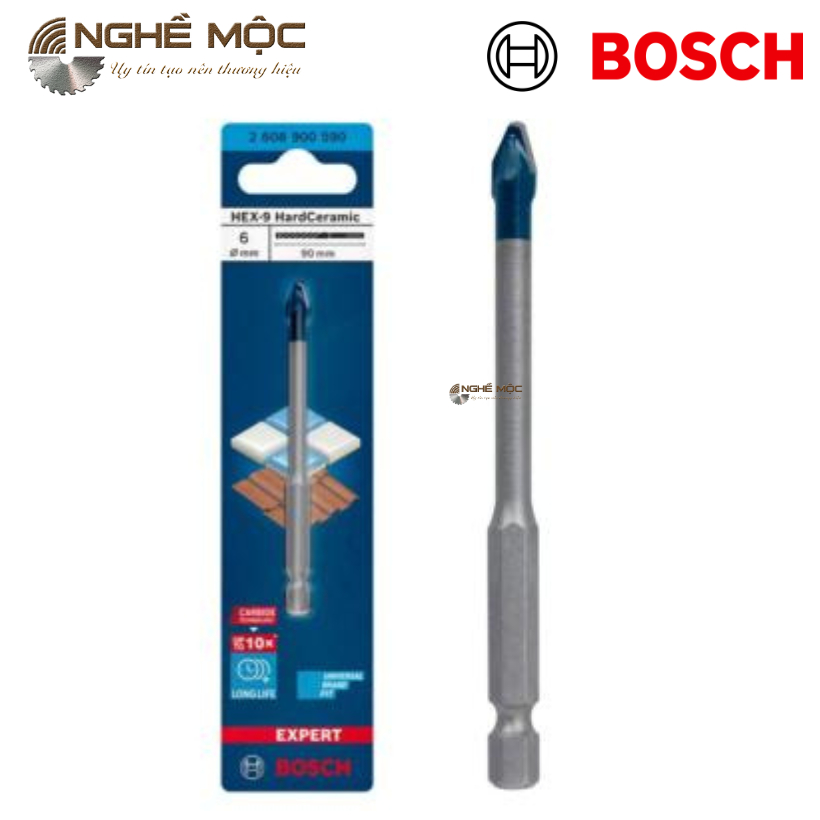 Mũi khoan gạch cứng BOSCH HEX-9 (không búa) kích thước 5, 6, 8mm