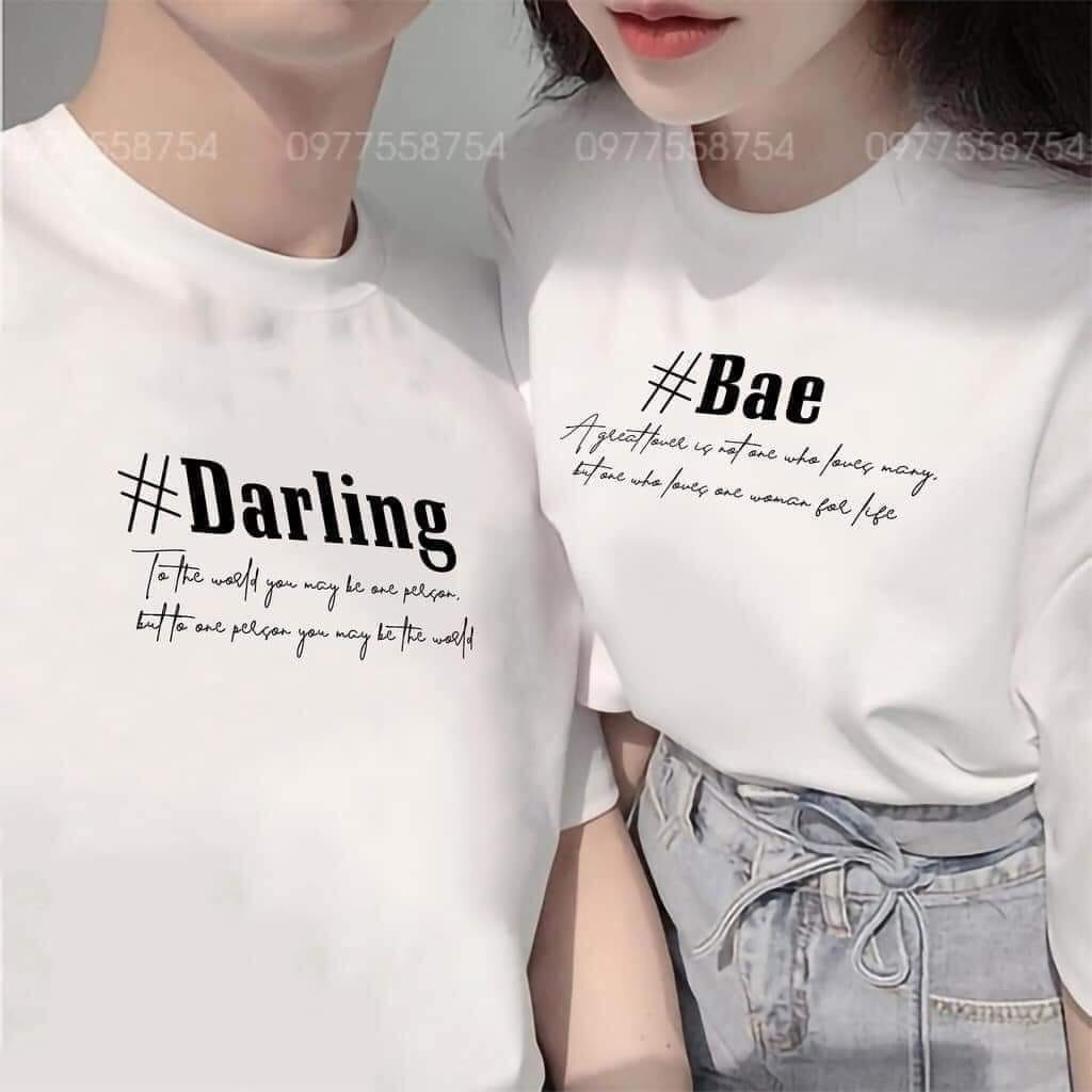 Áo đôi nam nữ, áo cặp in chữ dễ thương chất cotton thoáng mát không bong tróc