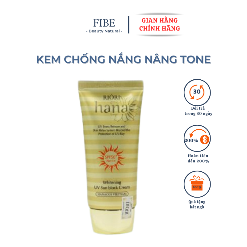 Kem chống nắng nâng tone kiềm dầu RIORI, kem chống nắng mặt cao cấp Hàn Quốc 50g