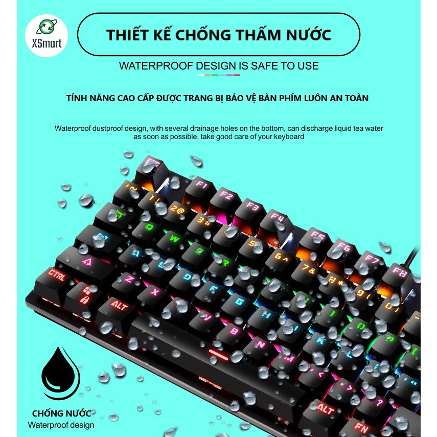 Bàn Phím Cơ Máy Tính K7 PRO 10 Mẫu LED Khác Nhau Bàn Phím Công Tắc Màu Xanh Cho Máy Tính Bàn Phím