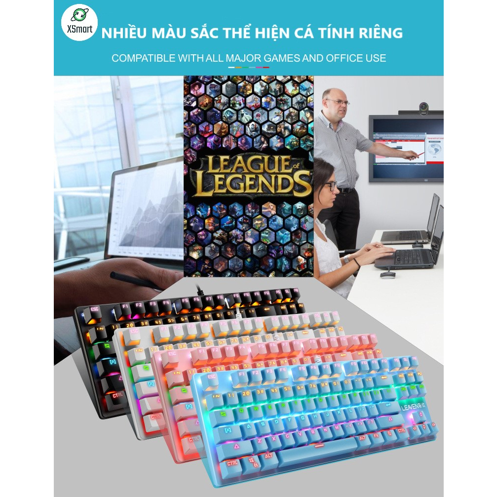 Bàn Phím Cơ Máy Tính K7 PRO 10 Mẫu LED Khác Nhau Bàn Phím Công Tắc Màu Xanh Cho Máy Tính Bàn Phím