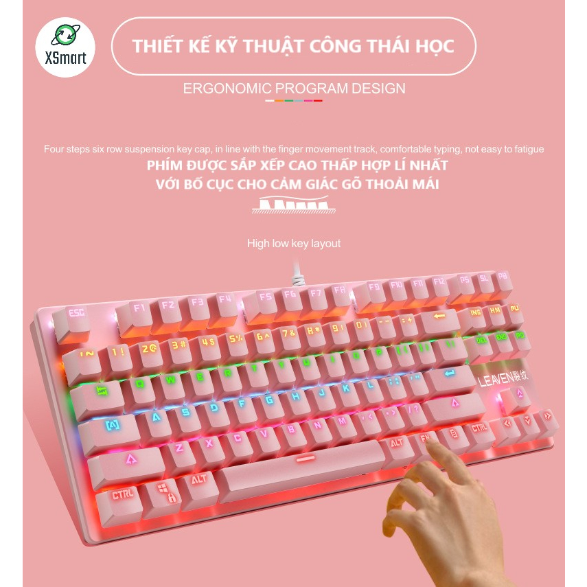 Bàn Phím Cơ Máy Tính K7 PRO 10 Mẫu LED Khác Nhau Bàn Phím Công Tắc Màu Xanh Cho Máy Tính Bàn Phím