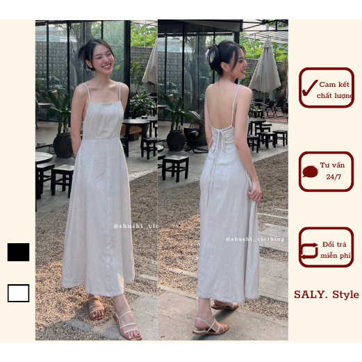 Váy maxi 2s linen bột siêu xịn xò Saly - VaylineD399_P3K1
