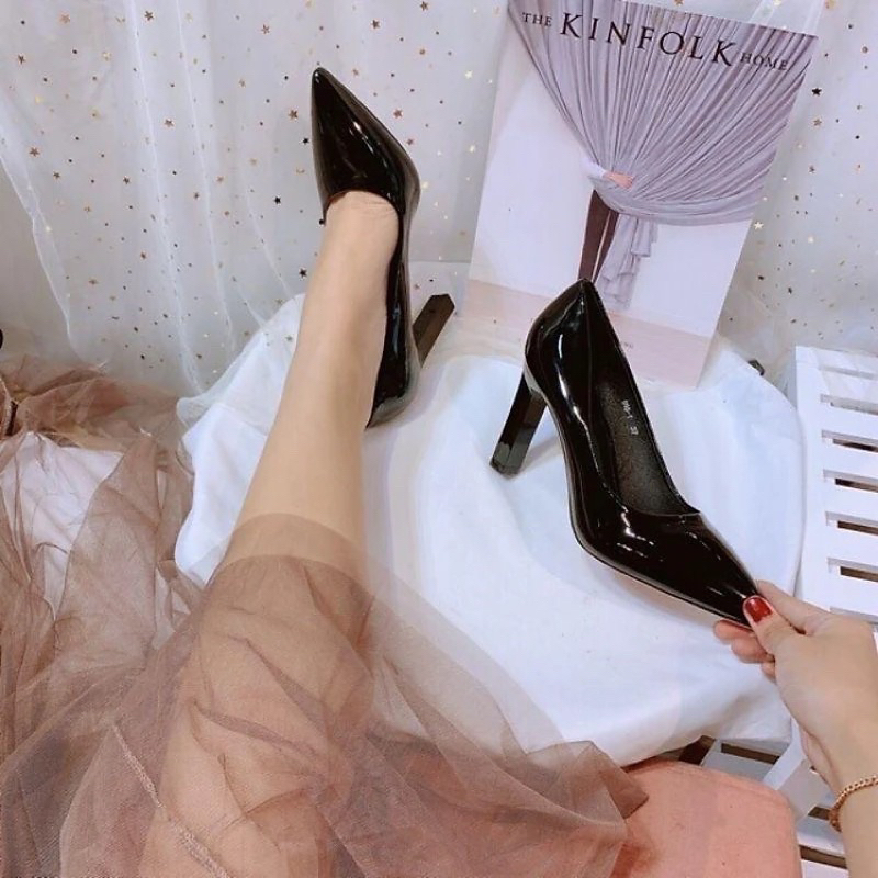 Giày cao gót 9 phân da lì cao cấp siêu êm mềm dễ đi-giày cao gót đế cao su