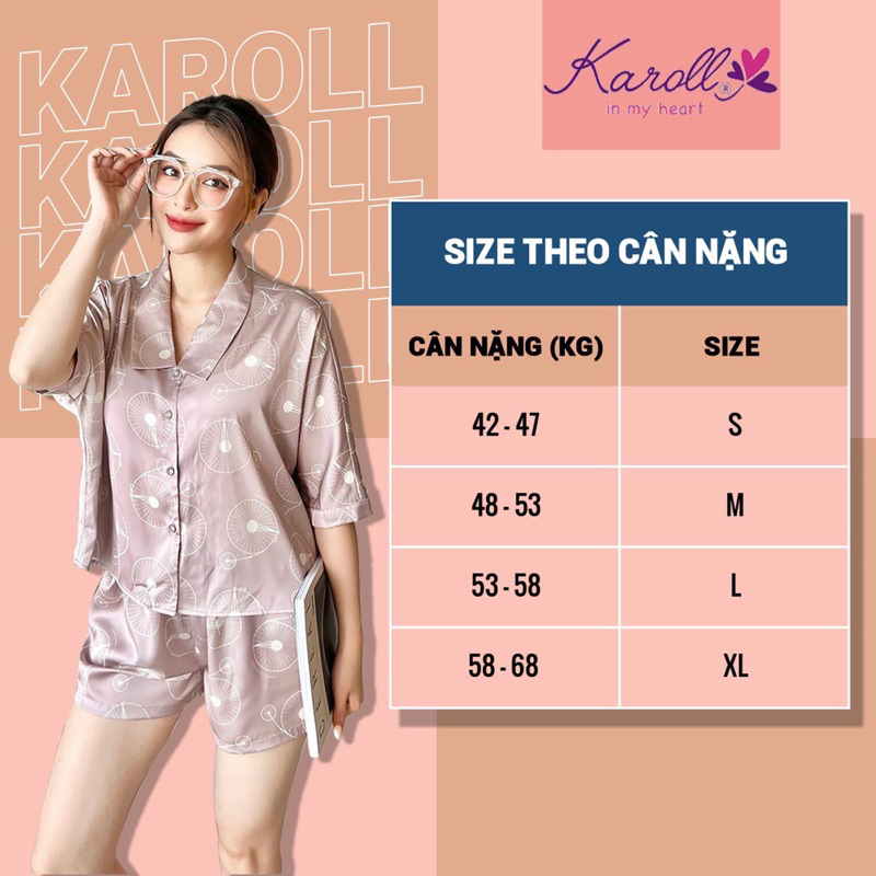 Đồ bộ nữ mặc nhà Jcvcoll - Karoll NH23.016 LỤA 1 MÀU ÁO SN BÈO. QD