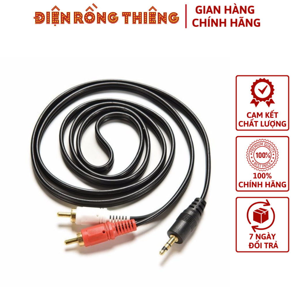 Dây 1 Đầu Jack 3.5ly Ra 2 Đầu Bông Sen Cắm Từ Loa Ra Âmly
