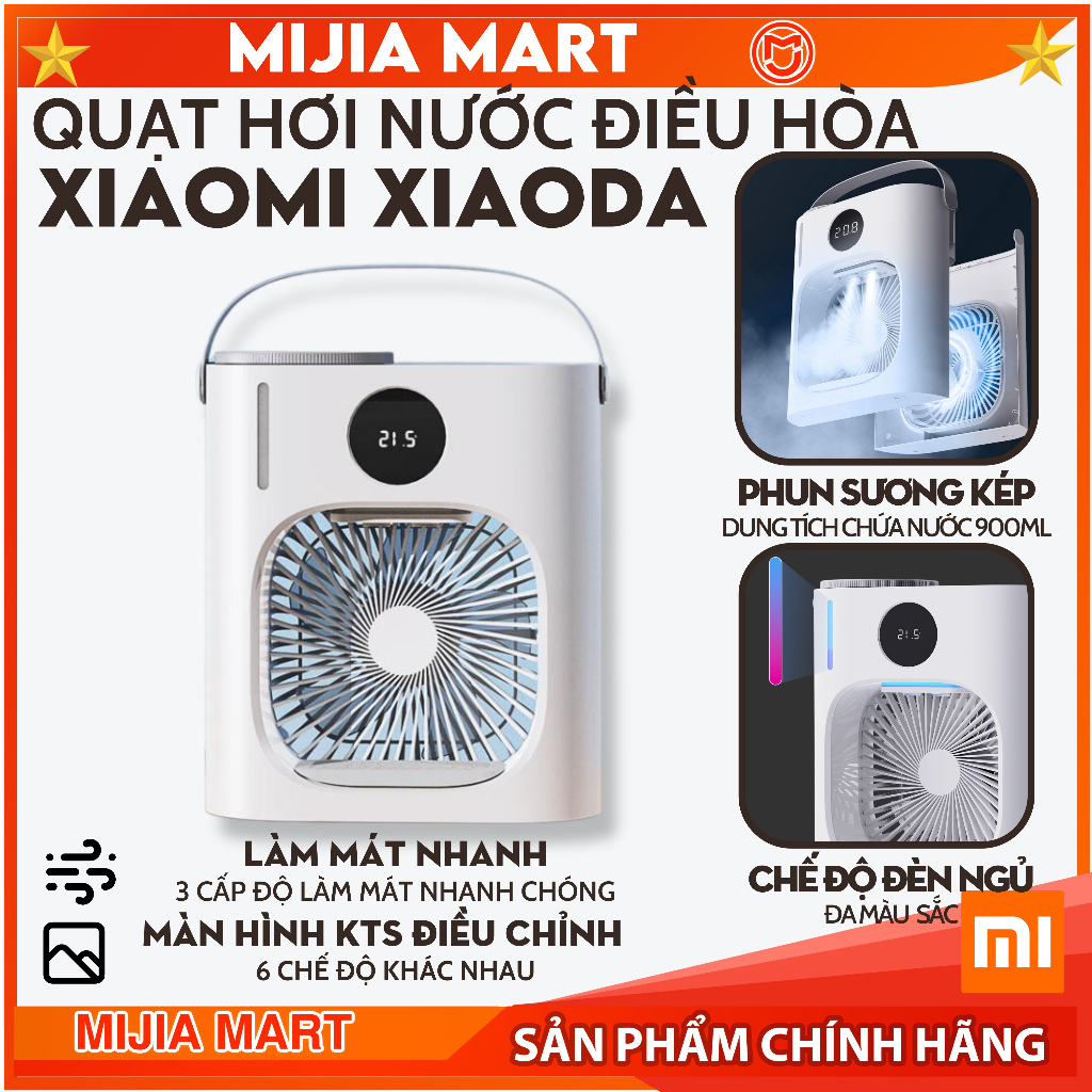 Quạt hơi nước để bàn Xiaomi Xiaoda, Quạt điều hòa phun sương XD-ZMLFS01, 3 chế độ làm mát, màn hình KTS