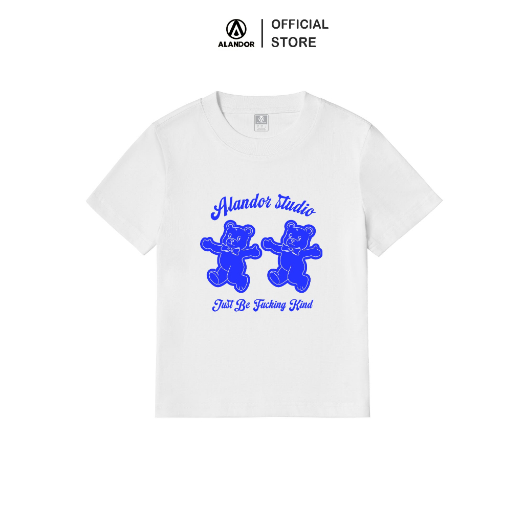 Áo Thun Baby Tee Alandor Gấu Tốt Bụng Blue Bears Form Slim Cotton 100% 240gsm