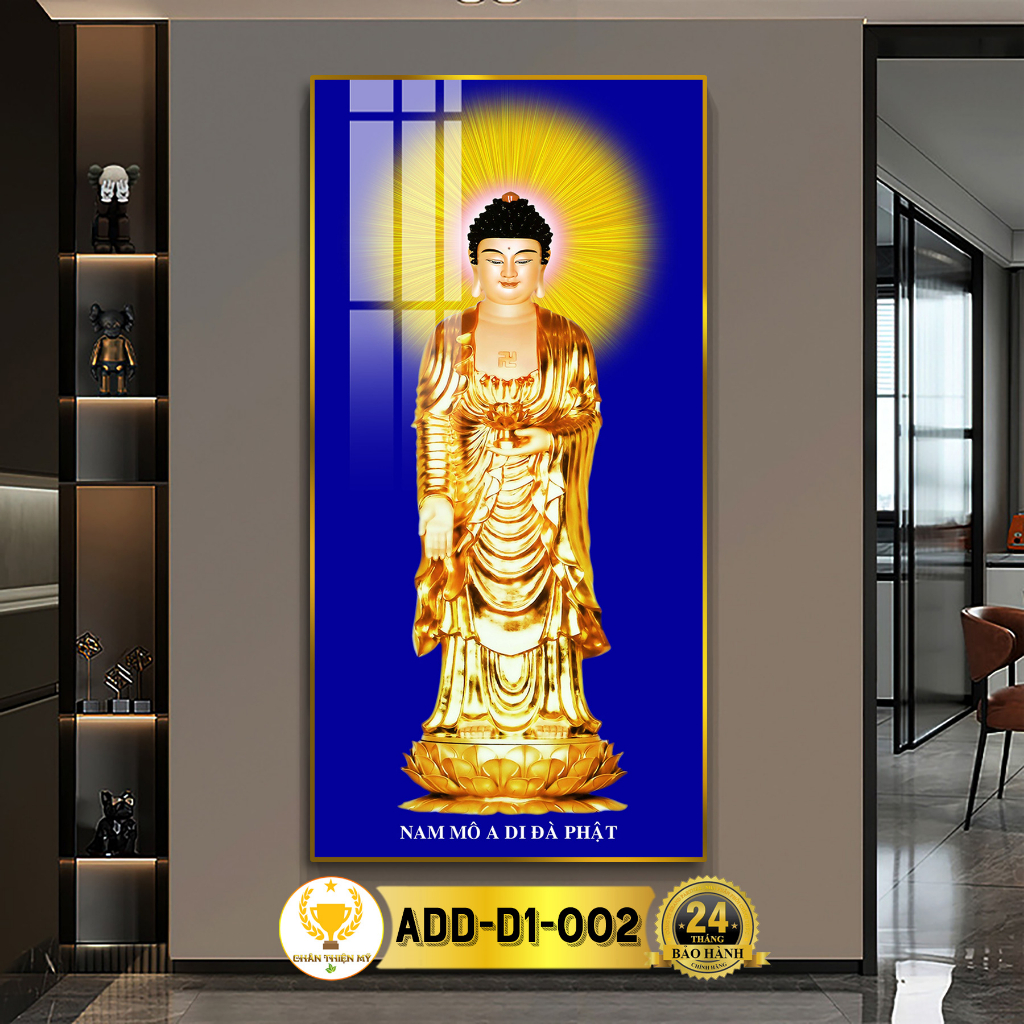 Tranh Phật Treo Tường Tráng Gương Phật A Di Đà Đứng CHÂN THIỆN MỸ, Quà Tặng, Trang Trí Phòng Thờ ADD-D1-002