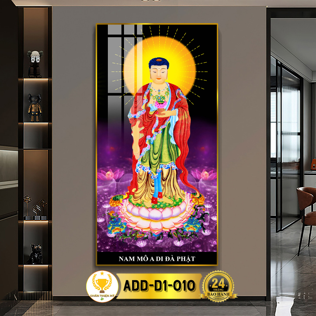 Tranh Phật Treo Tường Tráng Gương Phật A Di Đà Đứng CHÂN THIỆN MỸ, Quà Tặng, Trang Trí Phòng Thờ ADD-D1-010