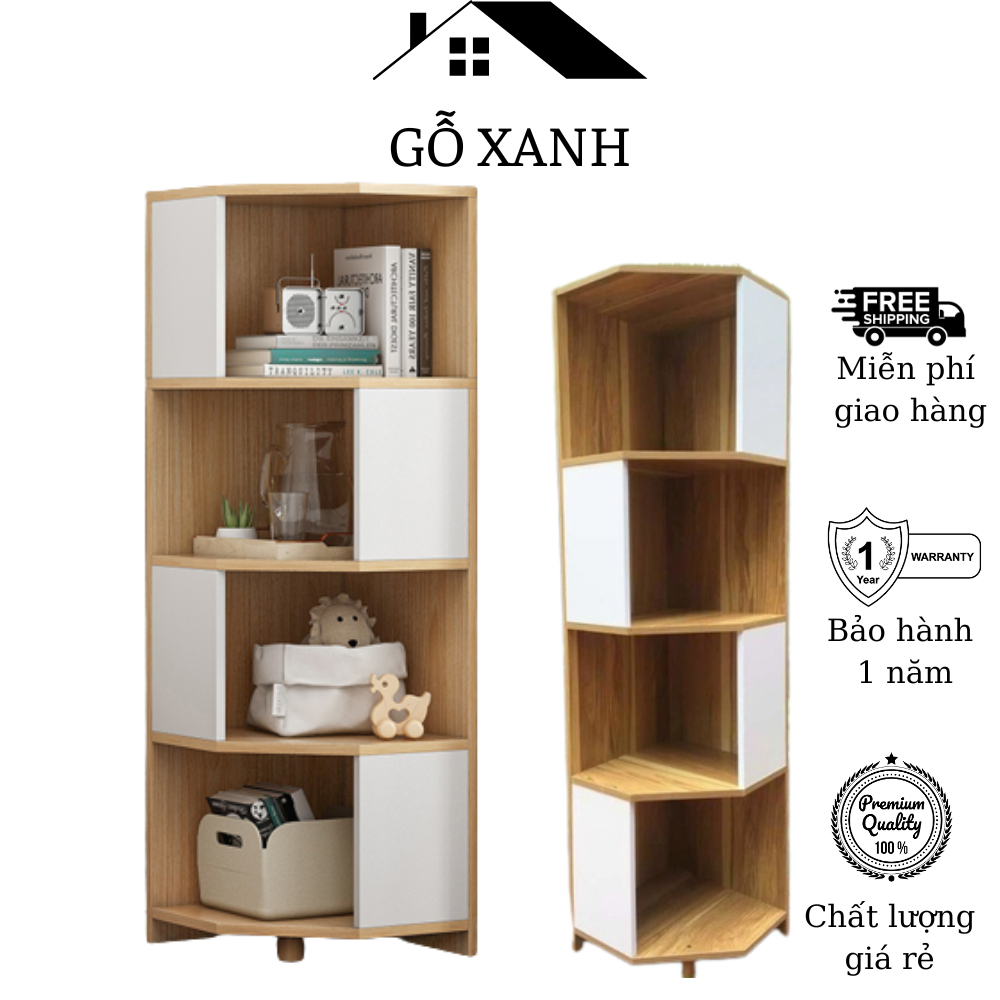Kệ góc tường ngũ giác 4 tầng phủ Melamine cao cấp - Kệ để đồ đa năng
