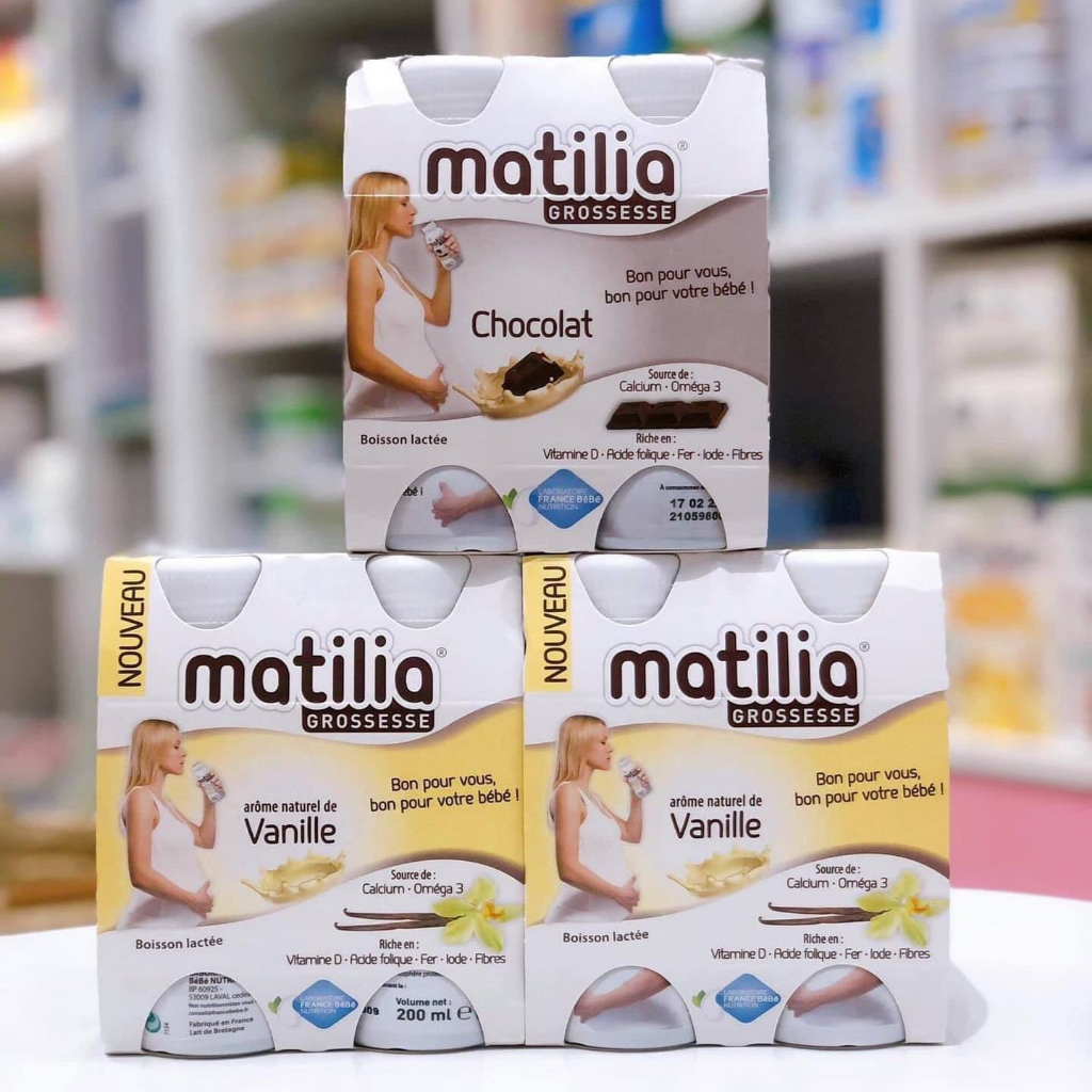 SỮA BẦU MATILIA PHÁP đủ vị (LỐC 4 CHAI X 200ML) date T8/2024