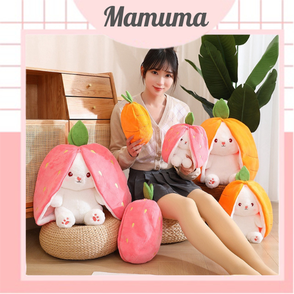 Gấu bông 2 trong 1 thỏ dâu thỏ cà rốt thú nhồi bông 2in1 bunny hoa quả trái cây tai úp dài siêu cute dễ thương đáng yêu