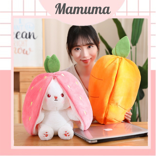 Gấu bông 2 trong 1 thỏ dâu thỏ cà rốt thú nhồi bông 2in1 bunny hoa quả trái cây tai úp dài siêu cute dễ thương đáng yêu