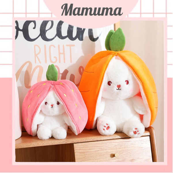 Gấu bông 2 trong 1 thỏ dâu thỏ cà rốt thú nhồi bông 2in1 bunny hoa quả trái cây tai úp dài siêu cute dễ thương đáng yêu