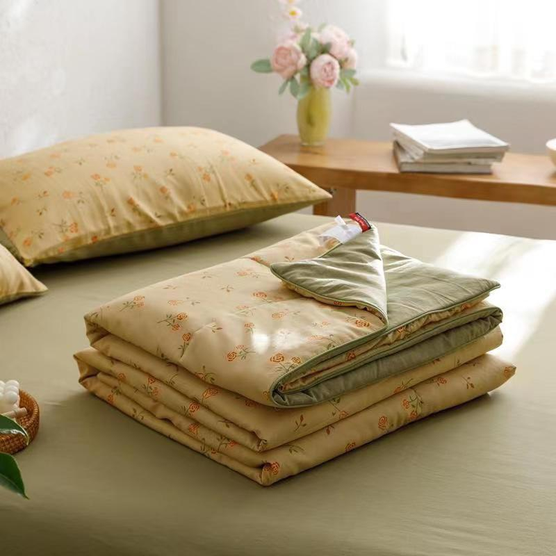 Bộ Chăn Ga Gối Trần Bông Cotton Đũi Lanh Phong Cách Vintage - Hoa Nhí Vàng CA Bedding Decor