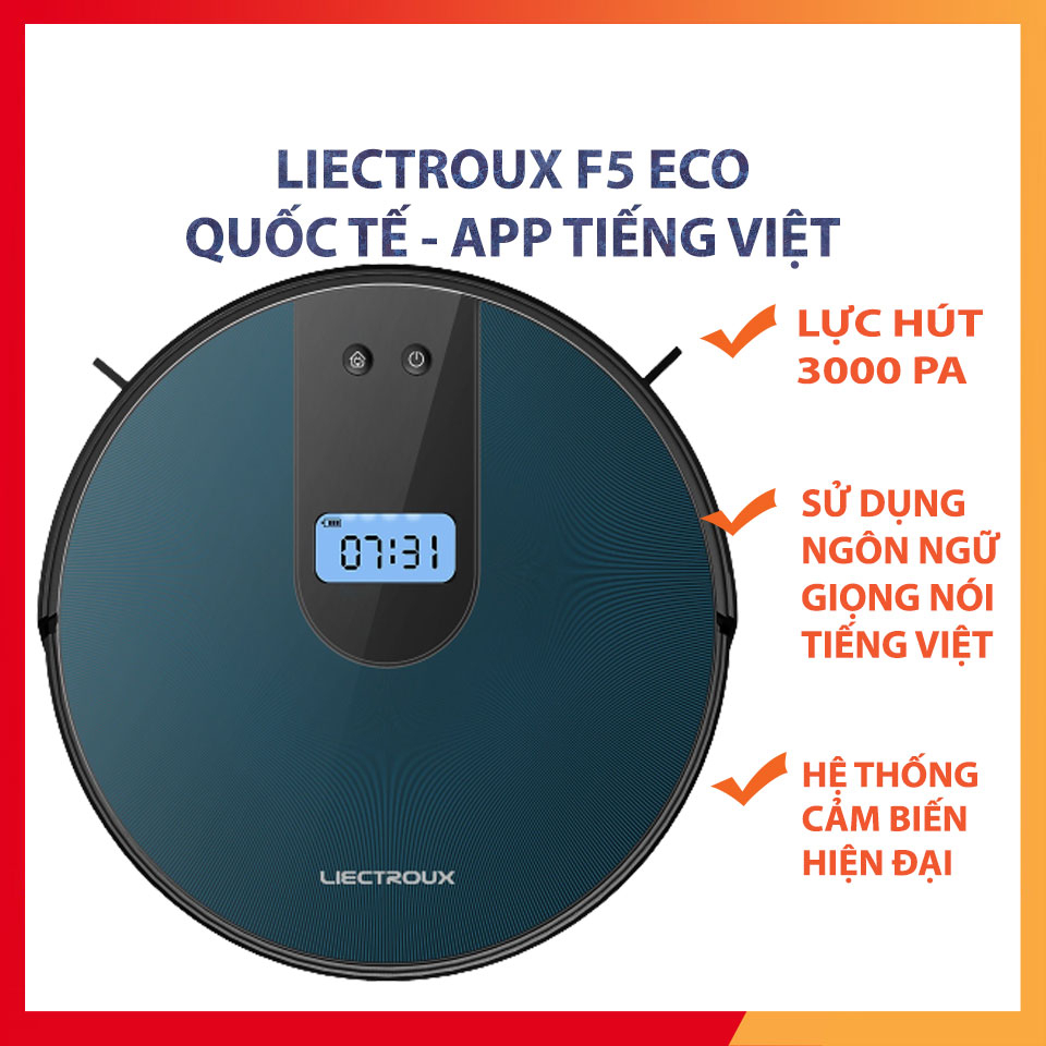 Robot hút bụi Liectroux F5 Eco 2022 hỗ trợ Tiếng Việt máy hút bụi lau nhà rô bốt tự động