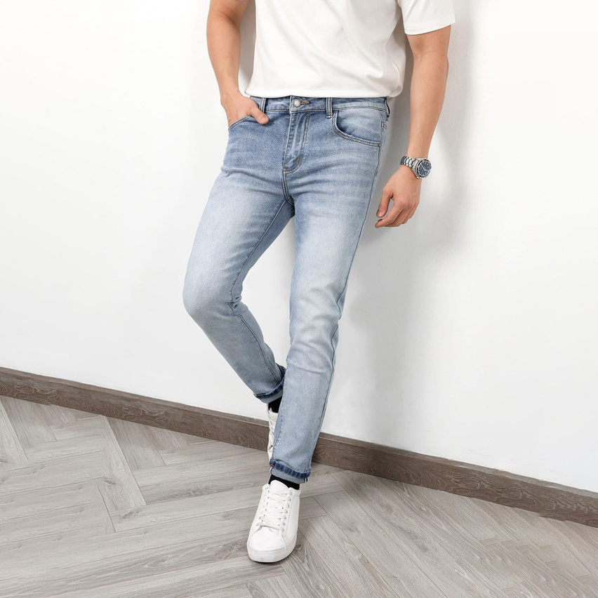 (Xưởng chuyên sỉ) Quần jean xanh wash bạc màu phong cách D930