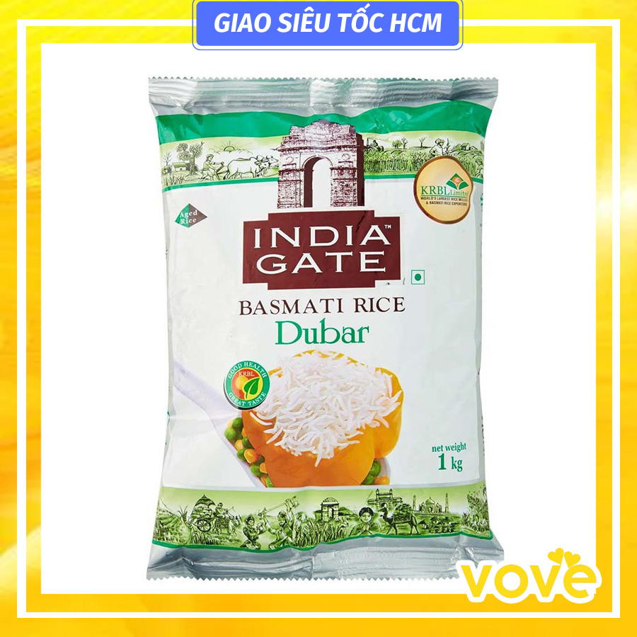 Gạo Ấn Độ INDIA GATE Basmati Rice Dubar gói 1kg