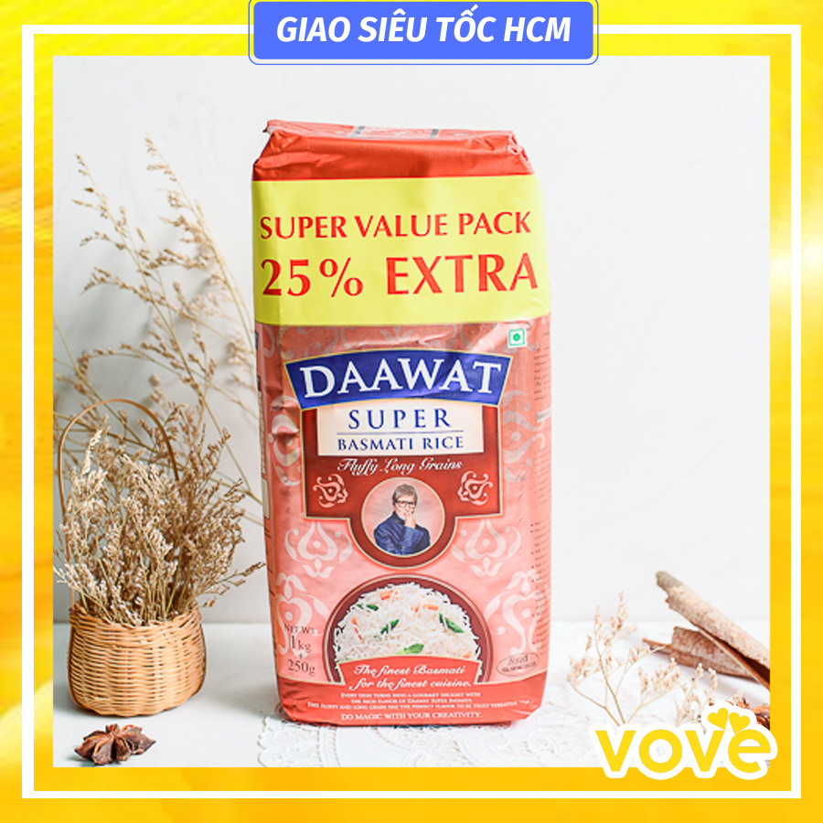 Gạo Ấn Độ DAAWAT Super Basmati Rice 1kg dành cho người tiểu đường
