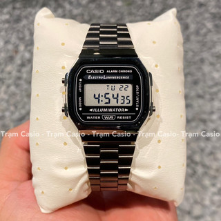 Đồng hồ nam nữ Casio A168WGG-1B - Kích thước vỏ : 38,6×36,3×9,6mm