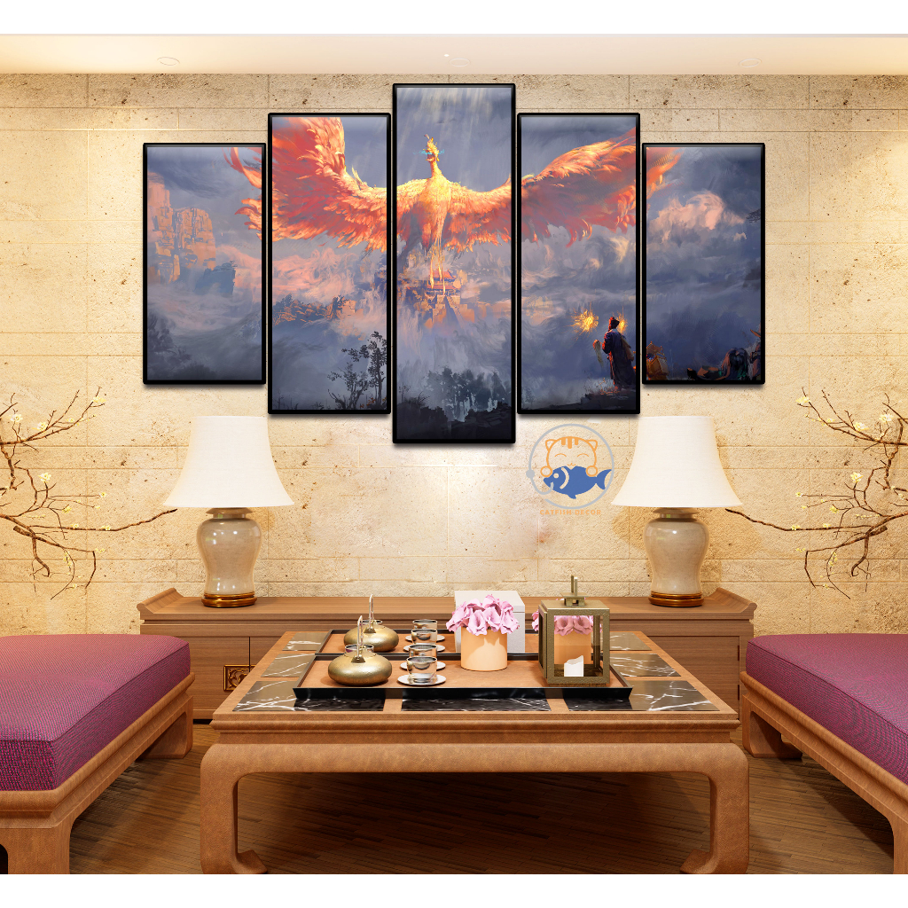 TRANH DÁN TƯỜNG Decor Phòng - Long - Lân - Quy - Phụng