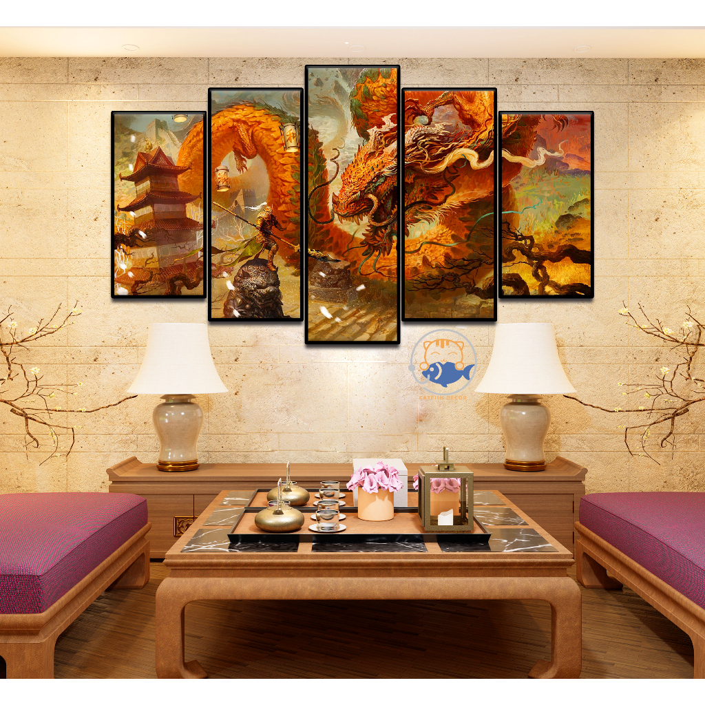 TRANH DÁN TƯỜNG Decor Phòng - TRANH DÁN TƯỜNG Decor Phòng - Long - Lân - Quy - Phụng - bộ 2