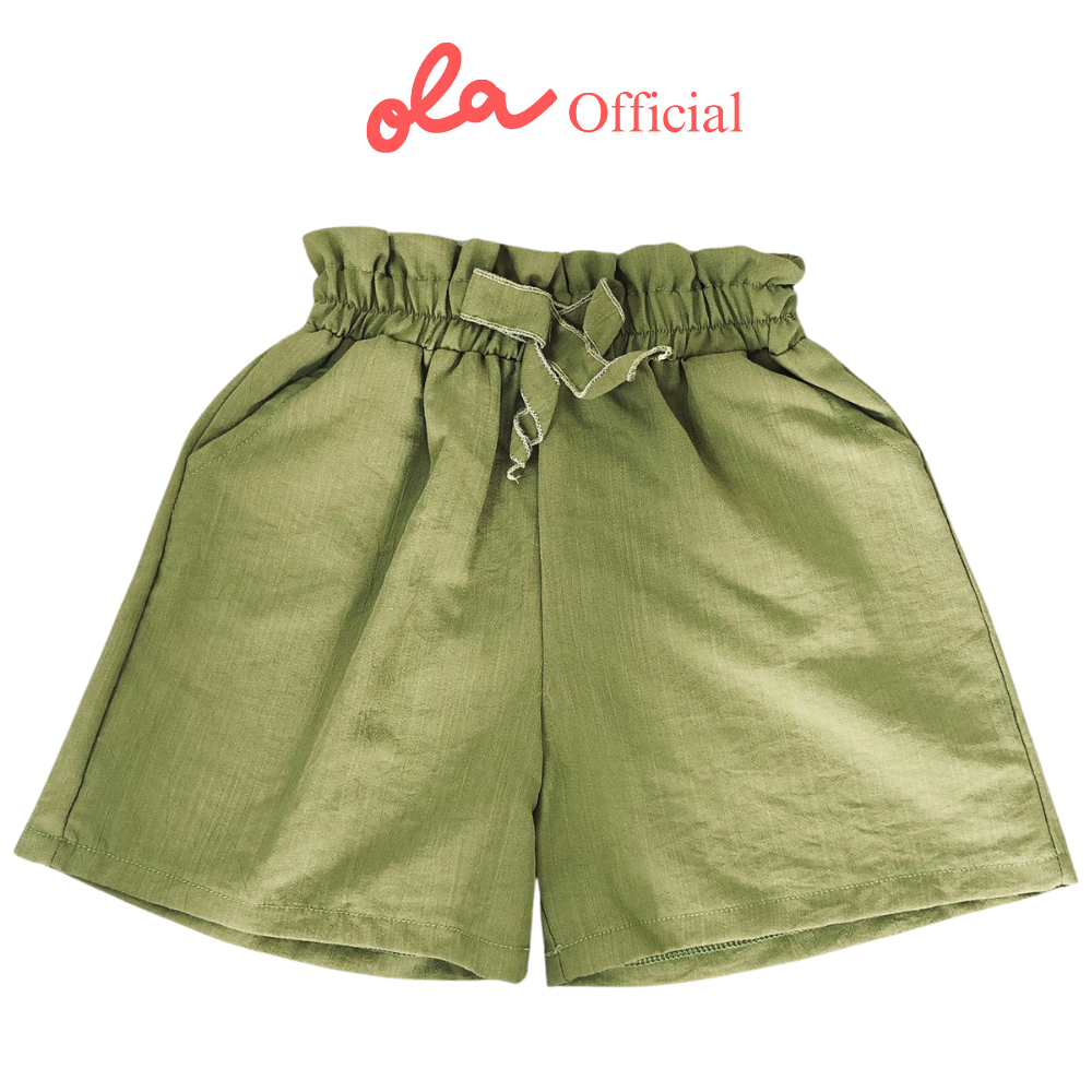 Quần đùi bé gái basic đũi xước màu đơn sắc. Quần áo bé gái 8 - 28 kg Ola_official