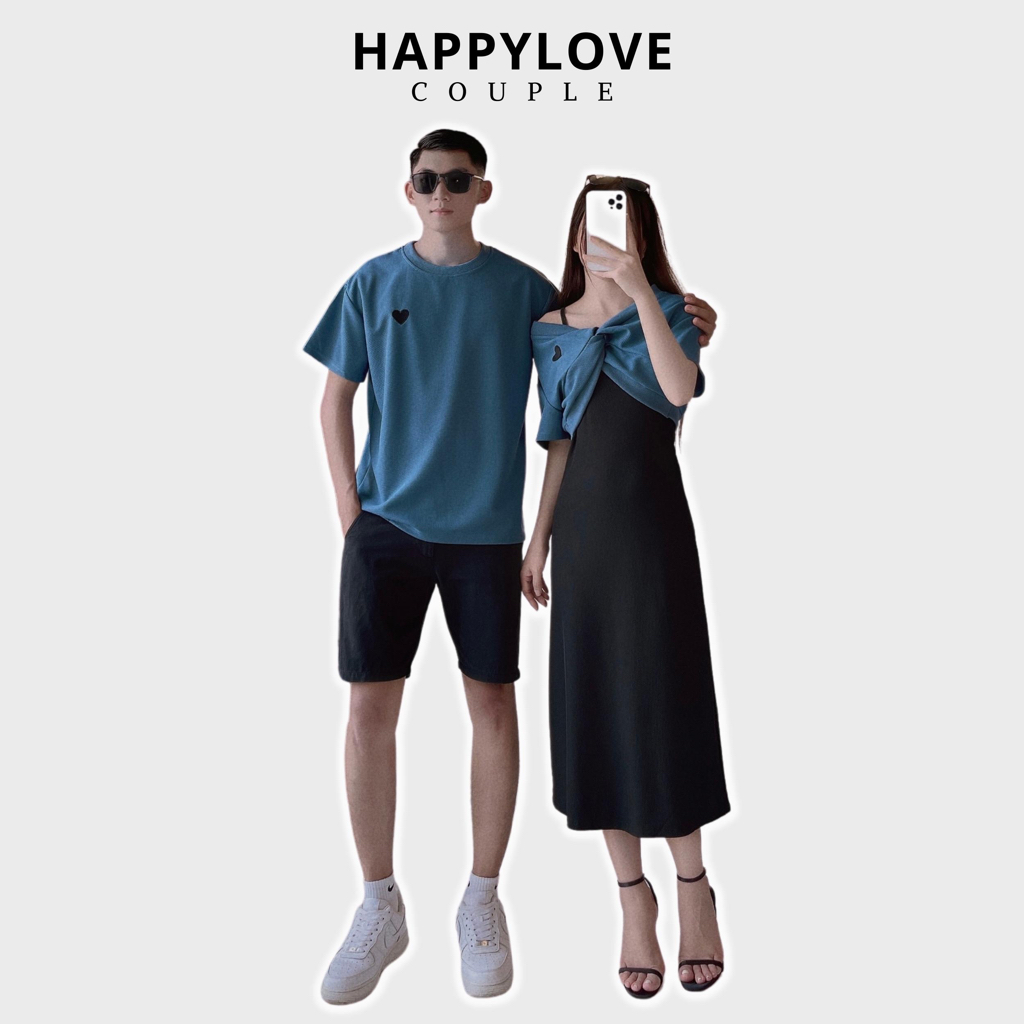 Set đồ đôi nam nữ couple bộ đồ cặp áo váy đôi mùa hè HAPPYLOVE phong cách Hàn Quốc M071