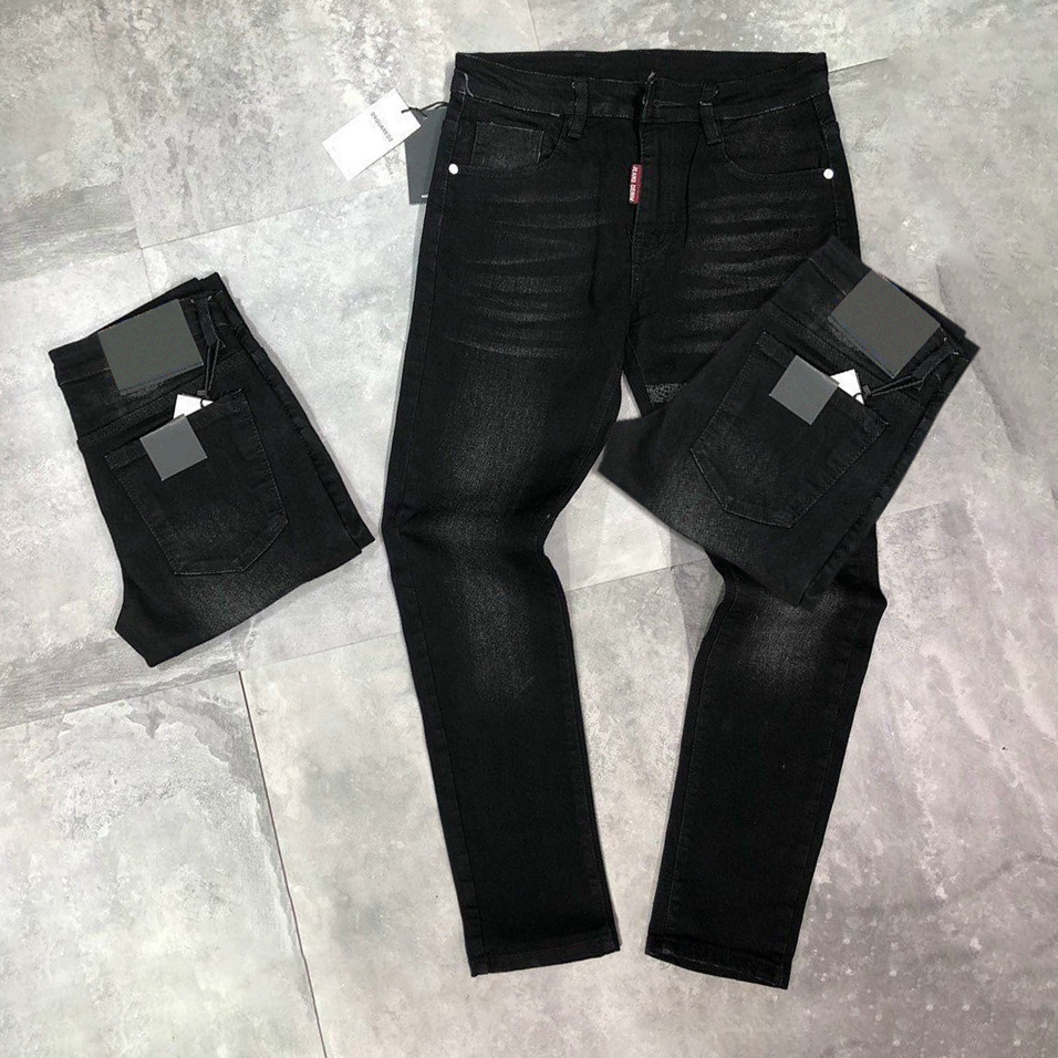Quần jean đen than wash bạc màu nhẹ D084