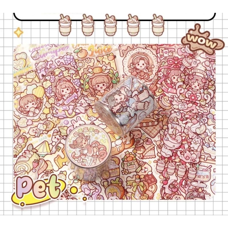Chiết washi/PET tape Mochi lễ hội trà sữa