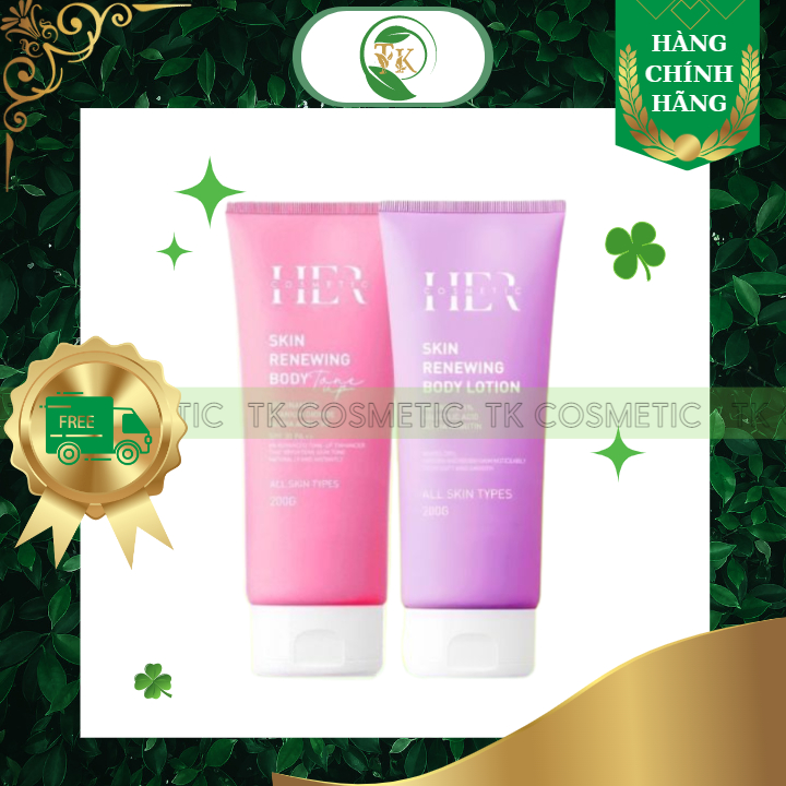 Combo kem dưỡng da Her Cosmetic cấp ẩm cho da ban ngày và ban đêm giúp làm trắng da 1 tuýp 200g [CHÍNH HÃNG]